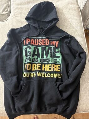 Black Hoodie with Red, Green & Yellow Gamer Graphic